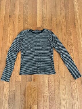 Brandy Melville Striped Long Sleeve Crewneck Top - Black & White